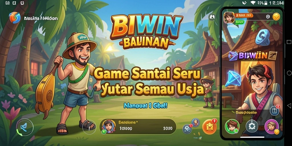 Tangkapan layar gameplay BIWIN dengan karakter-karakter yang ceria.