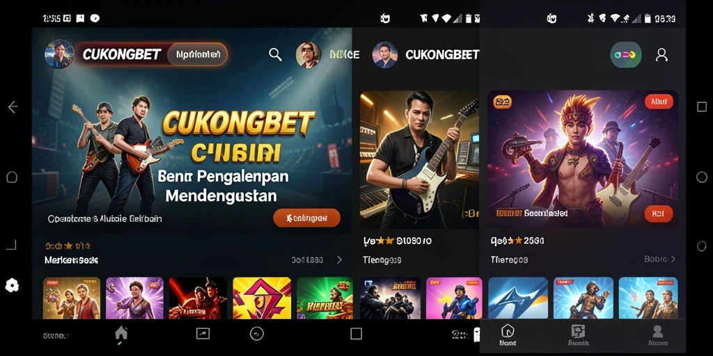 Screenshot CUKONGBET menampilkan antarmuka aplikasi musik yang modern dan interaktif.