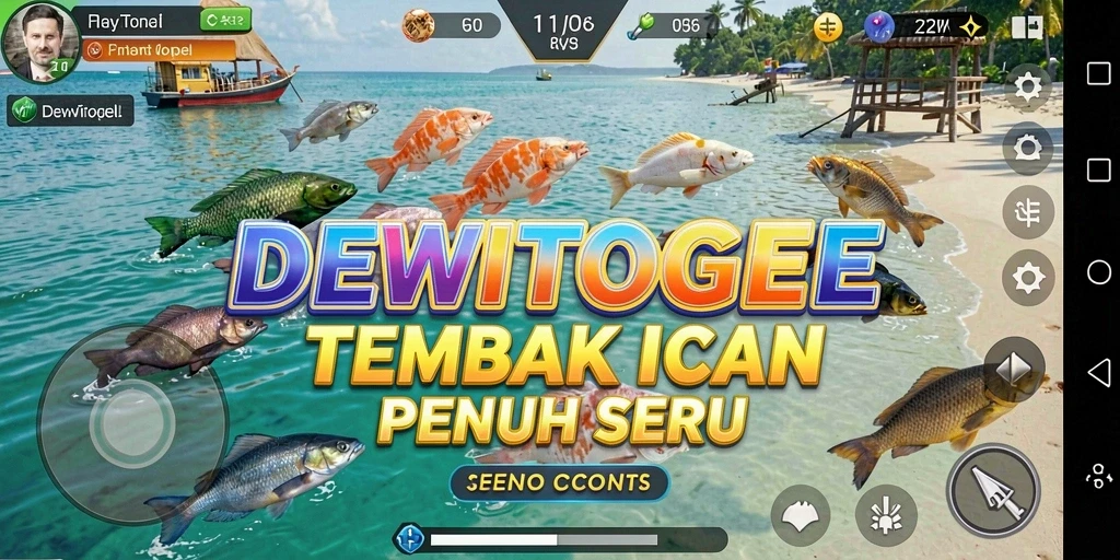 Gameplay DEWITOGEL menampilkan aksi menembak ikan yang seru.