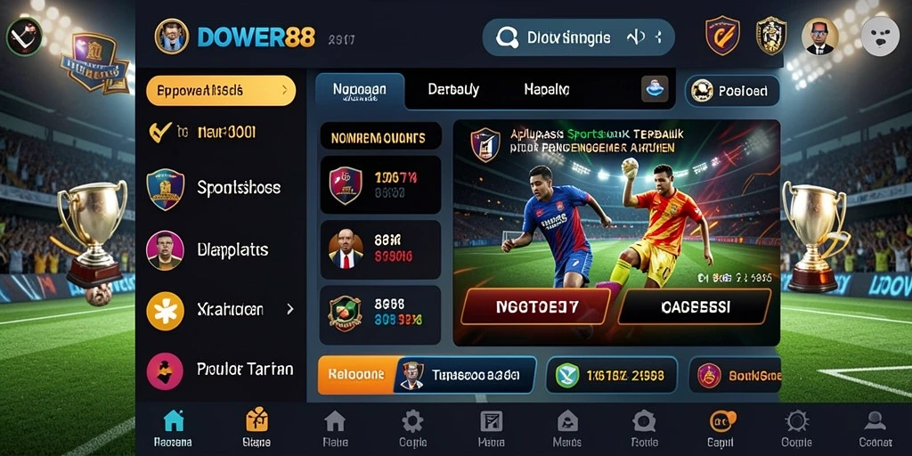 Screenshot DOWER88 menampilkan antarmuka aplikasi Sportsbook yang menarik dan mudah digunakan.