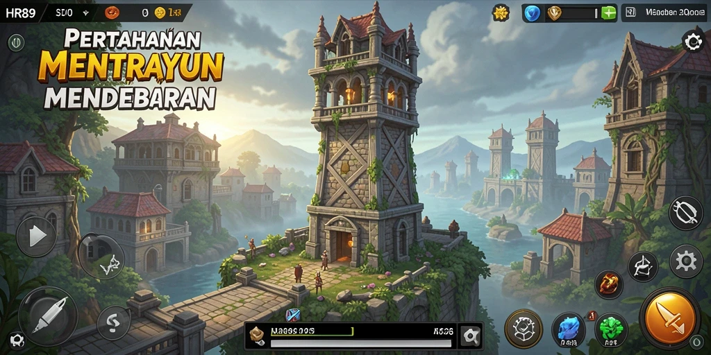 Tampilan menarik dari gameplay Tower Defense yang menegangkan.