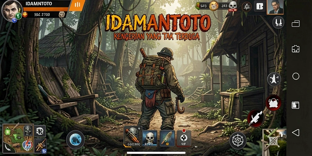 Tampilan gameplay menakutkan IDAMANTOTO dengan suasana mencekam.