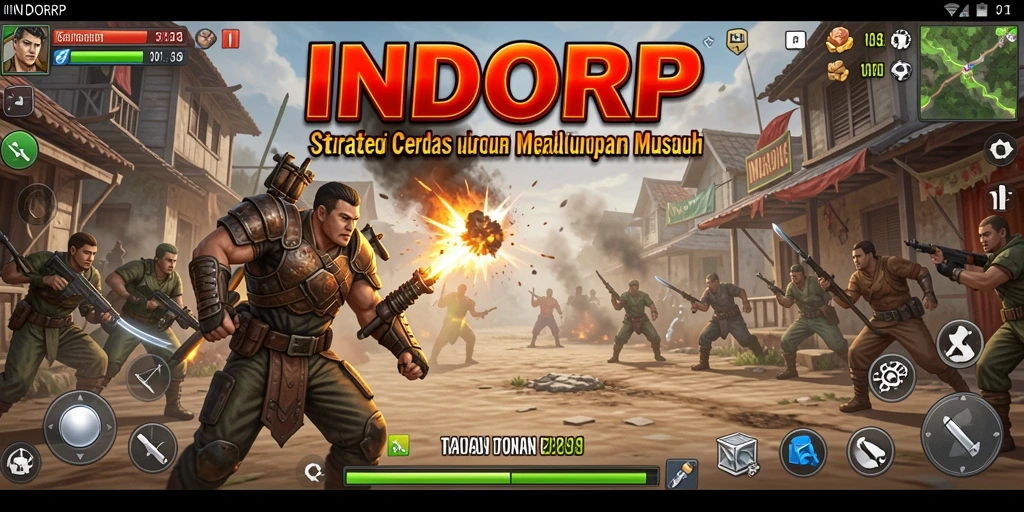 Screenshot gameplay INDORP menampilkan grafik dan strategi pertempuran yang menegangkan.