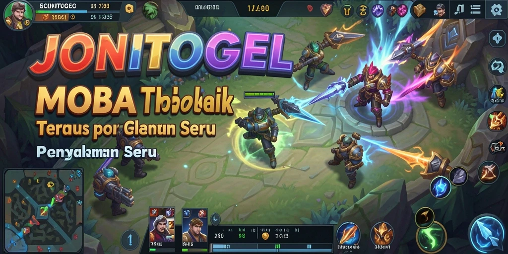 Tampilan gameplay seru dalam pertempuran MOBA.