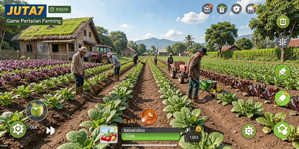 Tampilan gameplay JUTA7 yang menarik dan menyenangkan saat bertani.