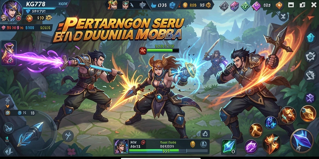 Tangkapan layar gameplay seru KG778 dalam aksi MOBA.
