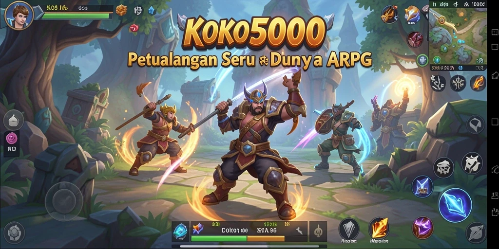Tampilan gameplay seru dalam KOKO5000 dengan pertarungan yang dinamis.