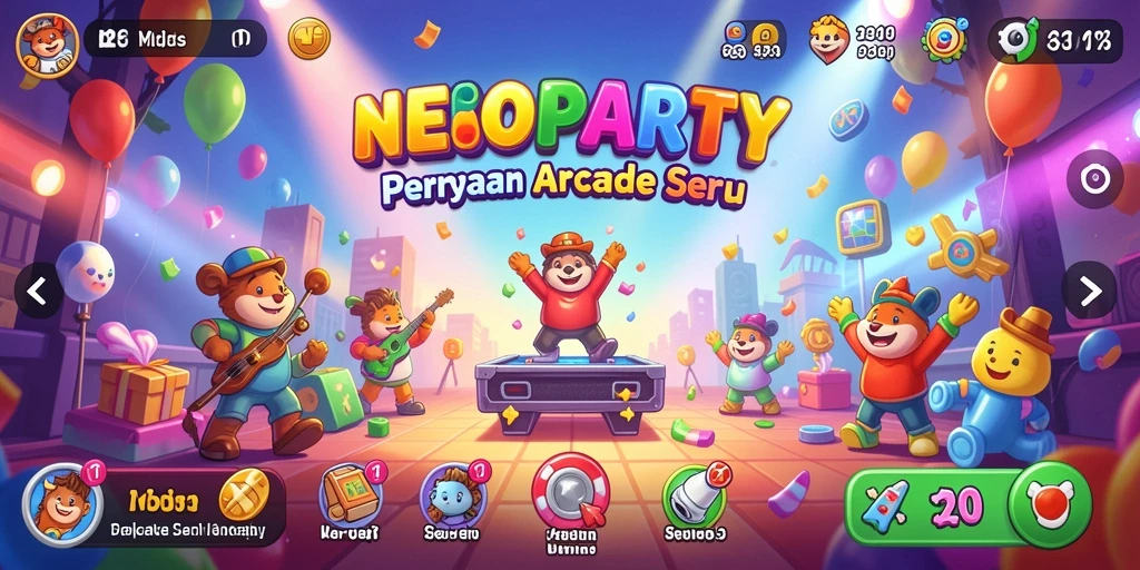 Tampilan gameplay seru di NEOPARTY dengan warna yang cerah.
