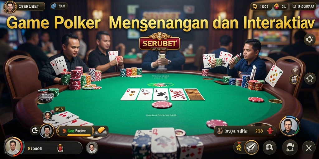 Tampilan utama permainan SERUBET yang menampilkan aksi poker seru.