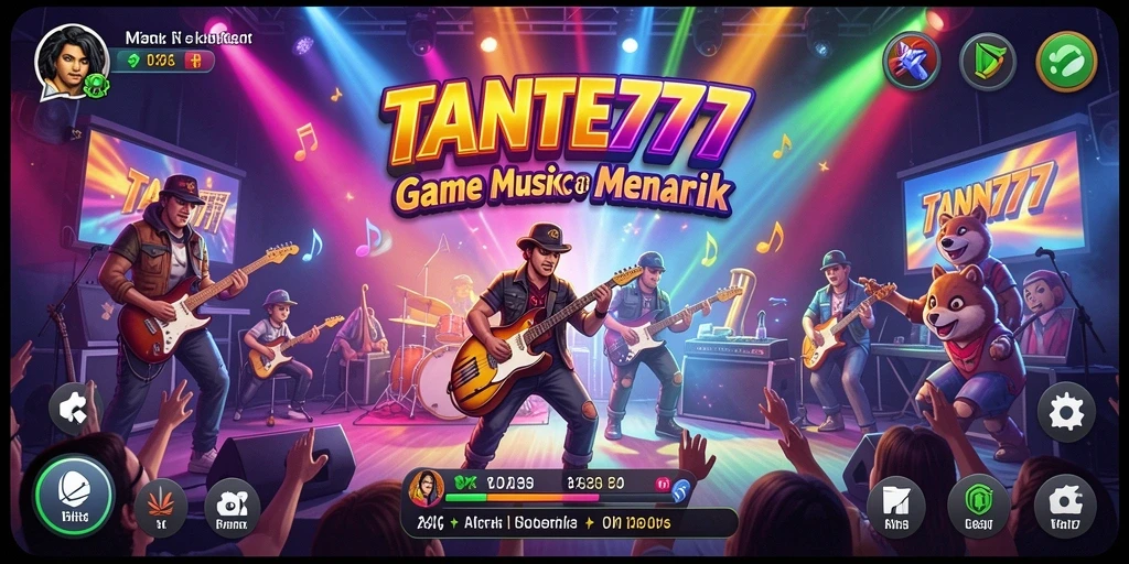Gambar menampilkan gameplay seru TANTE777 dengan lagu-lagu populer.