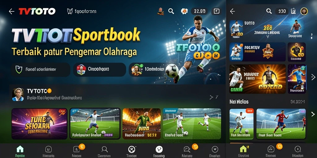 Tampilan utama TVTOTO menampilkan berbagai pilihan taruhan olahraga.