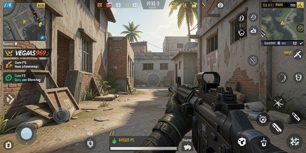 Ilustrasi gameplay menarik di VEGAS969 dengan berbagai senjata yang tersedia.