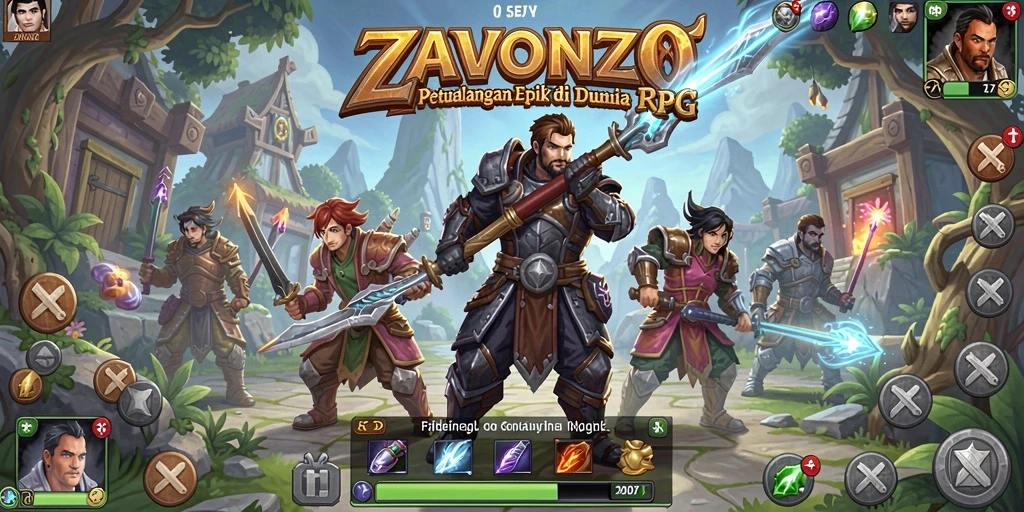 Screenshot gameplay ZAVONZO menampilkan aksi pertempuran yang mendebarkan.